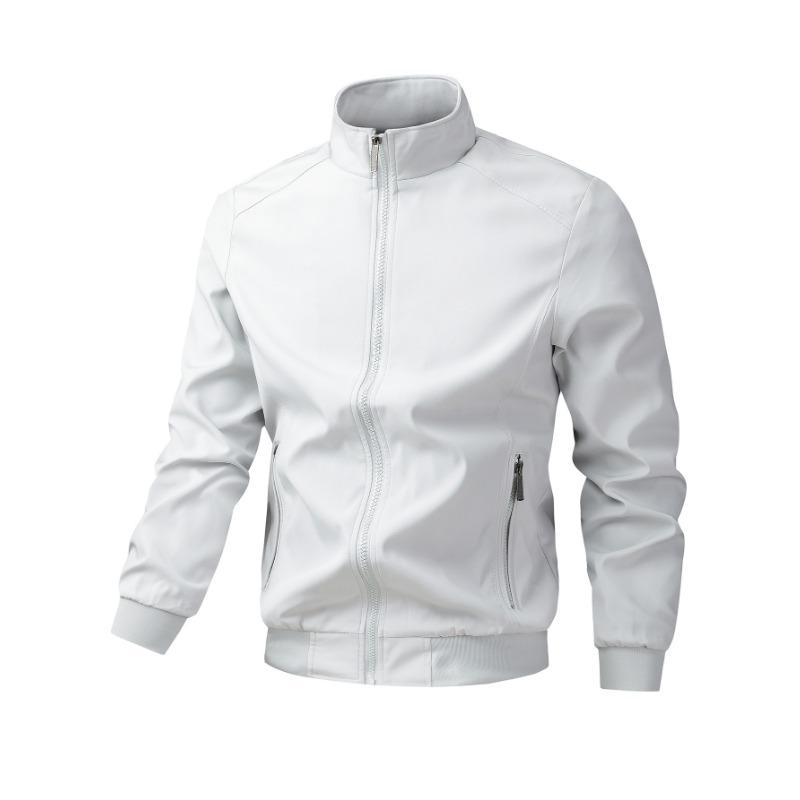 Men S Plus Size Casual Stand Collar Solid Color Jacket