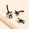Pendientes de botón con diseño de gato de color negro Tendencia Ins Chicas Lindos Pendiente para mujer Diseño de animal Pintura negra