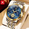 OLEVS Fashion Business Mens Wristwatches Gold Clock Male Stainless Steel Waterproof Calendar Quartz Watches