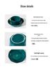 Luxury Peacock Green Tableware Set: Gold-Rimmed Bowl & Plate