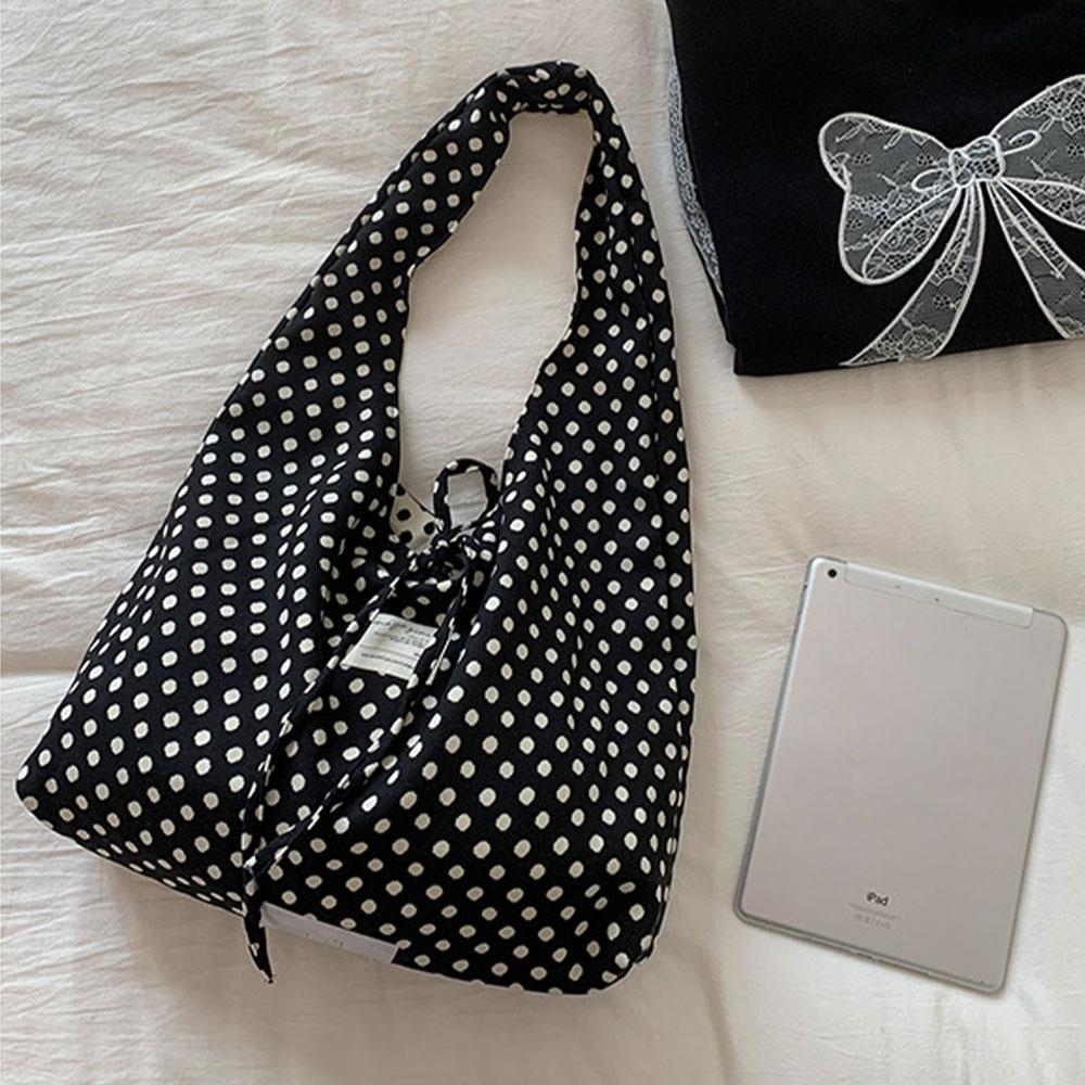

Casual Simple Polka Dots Handbag, Korean Double-Sided Shoulder Bag, Fashionable Large Capacity Commuting Bag Tote Bag