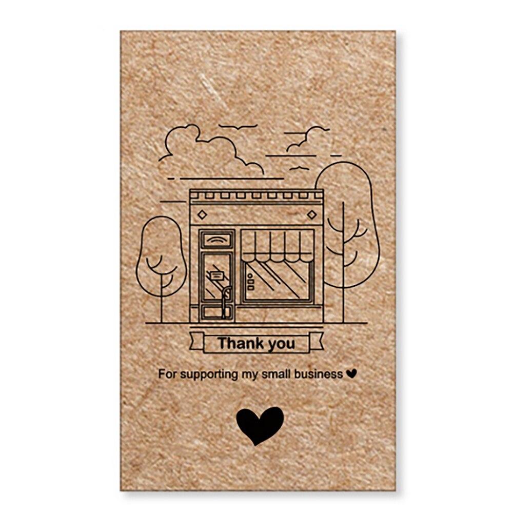 Biglietto Di Ringraziamento Artigianale Con Busta Kraft E Adesivo Cuore Dorato – 12,5x17,5 Cm, Interno Bianco