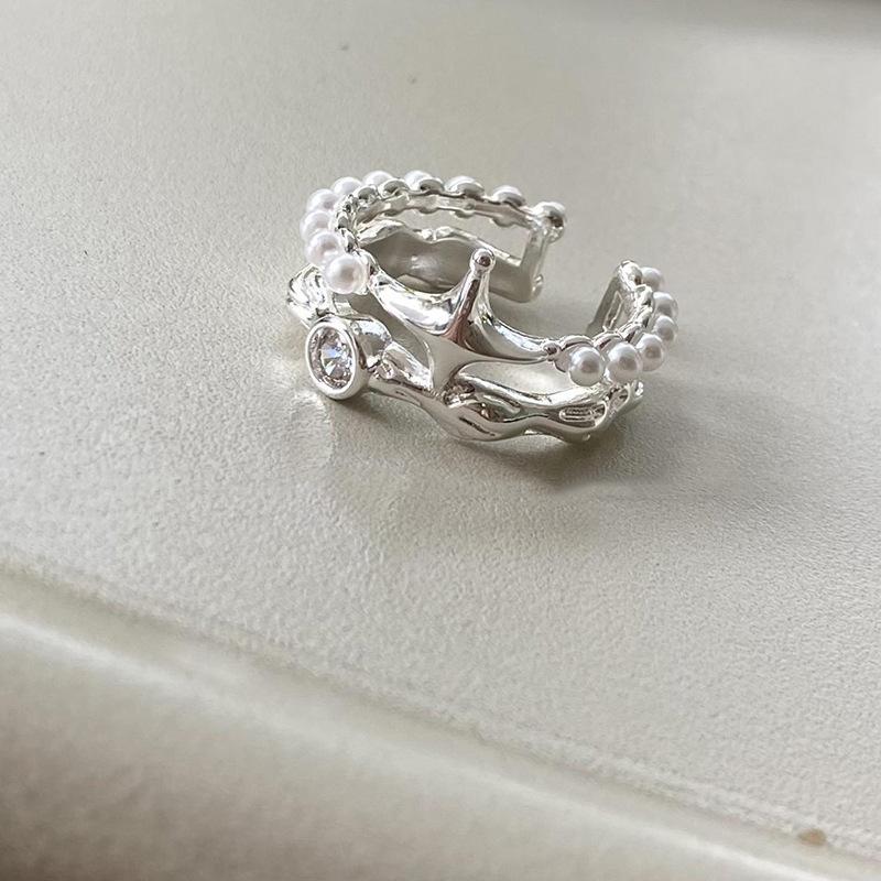 

And Fashionable Pearl Rhinestone Geometric Ring Stylish Jewelry For Women Modern