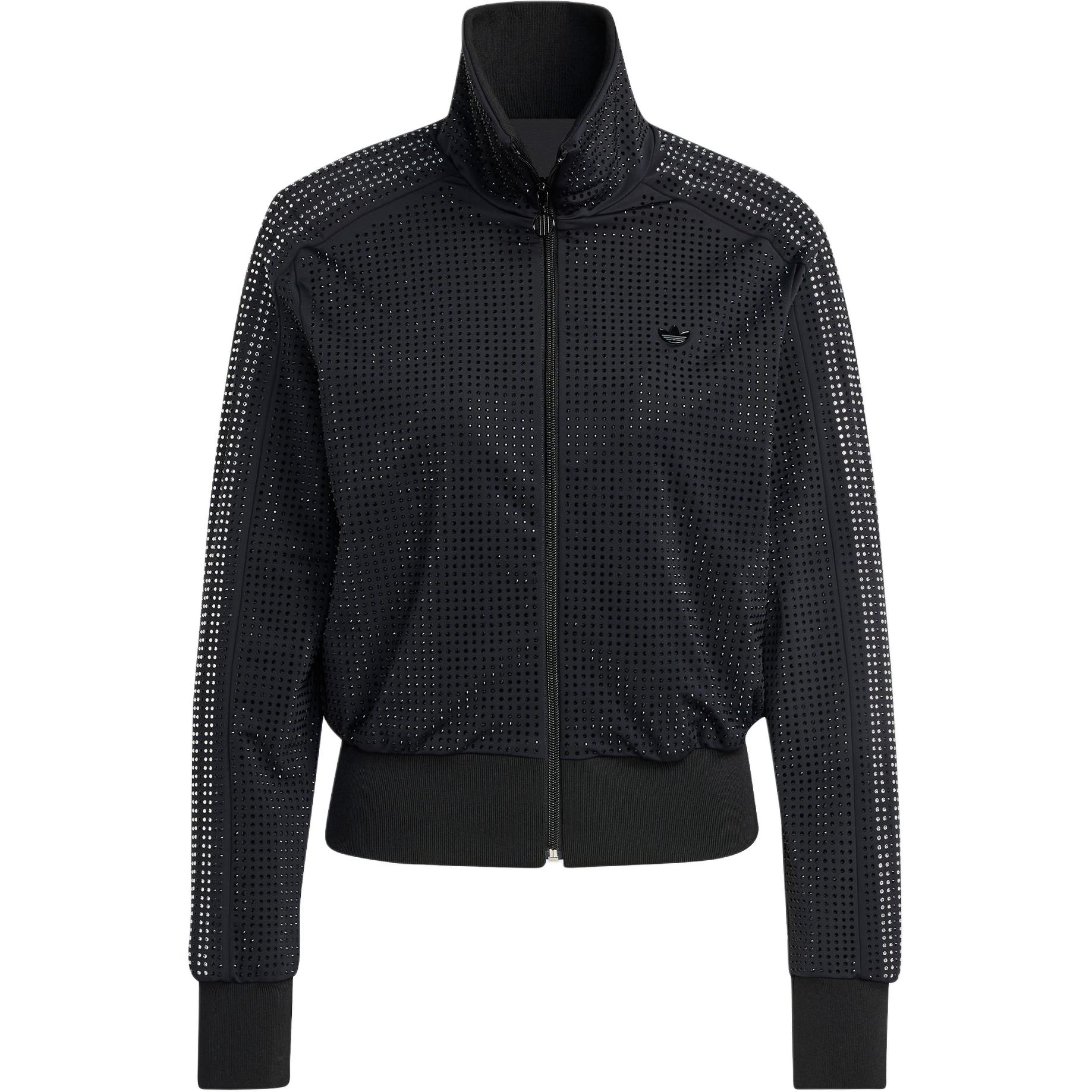 

Adidas Originals Atlanta Rhinestone Print Logo Three Stripes Slim Fit Sports Jacket Women Jacket Black IW3105 XS