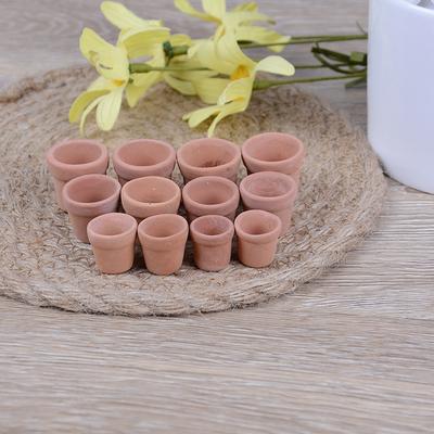 12 Pezzi Casa delle Bambole 1:12 Vaso da Fiori Miniatura Fatto a Mano Vaso in Argilla Rossa Giardino Casa