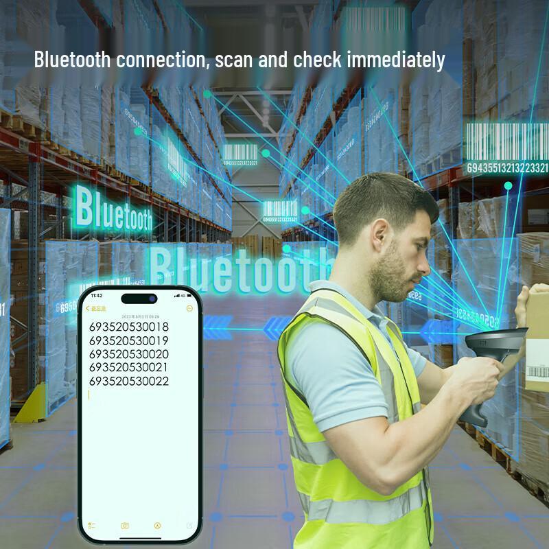 Deli 1MP Wireless Bluetooth 2D Barcode Scanner