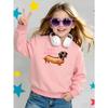 Felpa morbida da ragazza con girocollo, Stampa Fashion Hot Diggity Dachshund con Stampa carina e creativa, Casual e versatile per Autunno Inverno