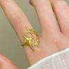 New Stainless Steel Y2K Cross Star Shape Rings for Women Hip Hop Punk Adjustable Couple Rings Minimalist Party Jewelry Gifts