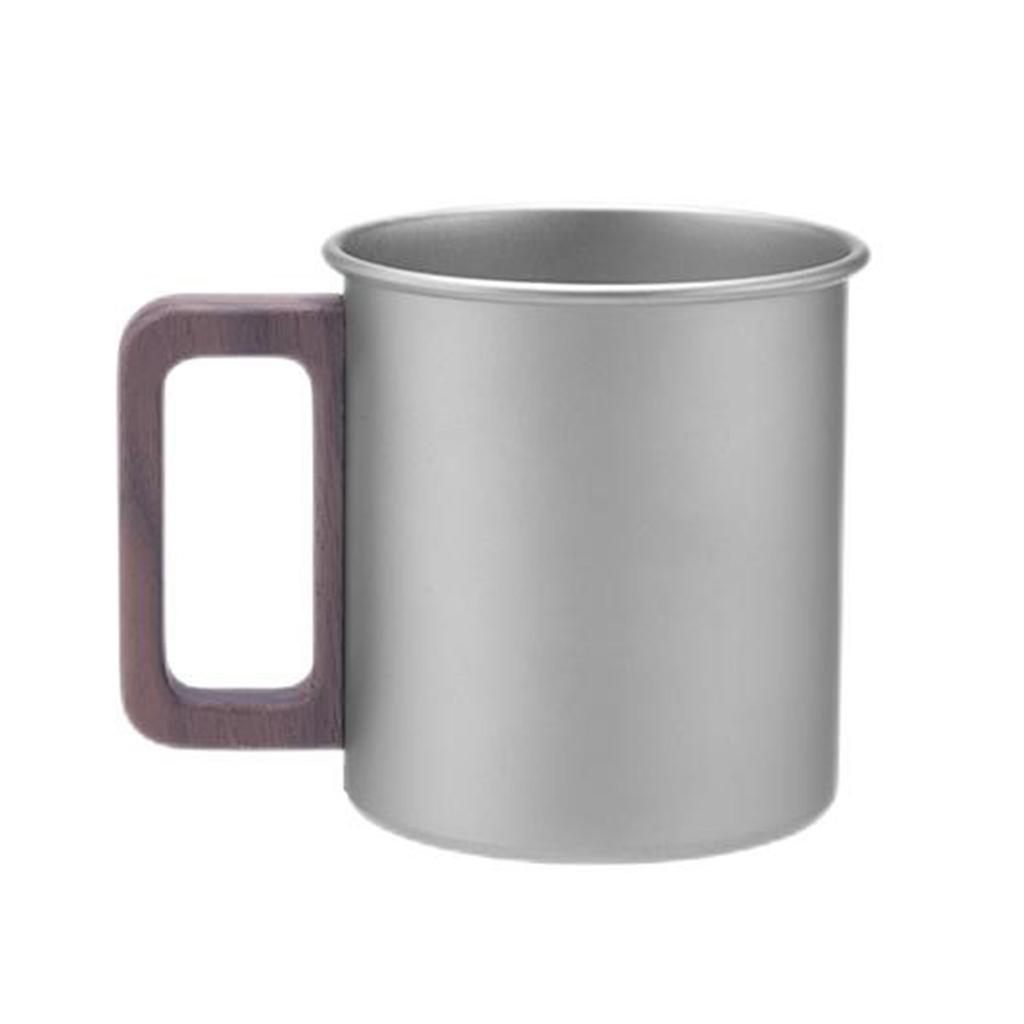 Ti Camping Cup Pure Ti Travel Mug Wooden Handle Large Capacity Outdoor Portable Large Beer Mug Tea Cup