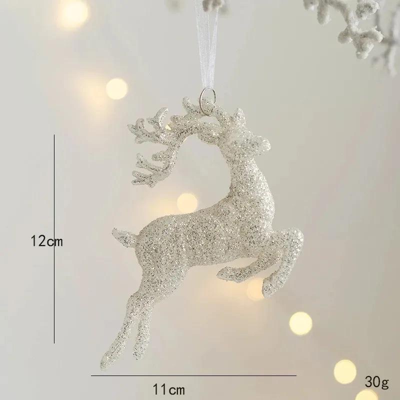 12x11CM 1 Stück Weihnachtsbaum Anhänger Weihnachtsdekoration Glitzer Stern Elch Engel Weihnachtsgeschenk für Heimparty 2025 Neues Jahr Navidad