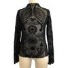 Damen Tops Rundhals Langarm Slim Fit Frühling Herbst Pullover Tops Durchsichtiges geometrisches Spitzenblumennetz T-Shirt