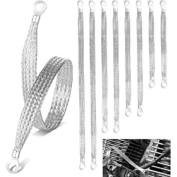 14Pcs Ground Straps, 10/12 Inch Engine Universal Automotive Ground Strap Kit Braided Copper Ground Straps Automotive Ground Strap Wire Ground Strap