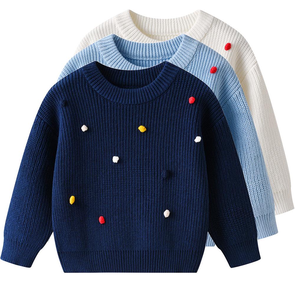Autumn and Winter Children's Sweater DIYs Handmade Ball Baby Wool Top Girl Bottoming Sweater