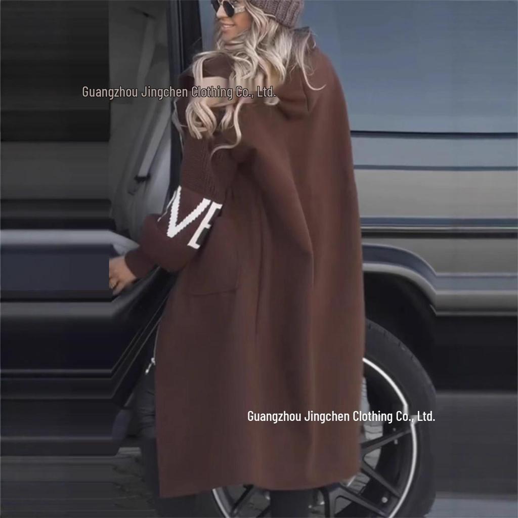 2024 Autumn/Winter European & American Women's Casual Hooded Spliced Coat