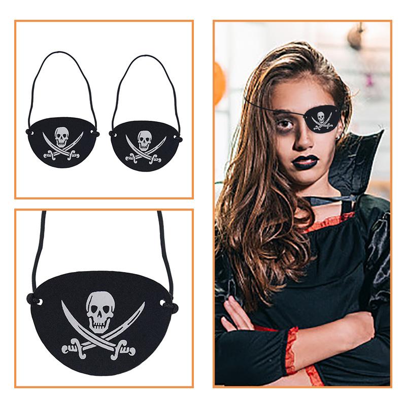1-11pc Pirate Eye Patches Captain Hat Set Skull Felt One Eye Mask Halloween Cosplay Dress Up Scary Themed Party Props Decor
