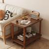 Double-Layer Side Table: Compact Coffee Table, Bedroom Bedside Table, and Small Storage Rack for Living Room.
