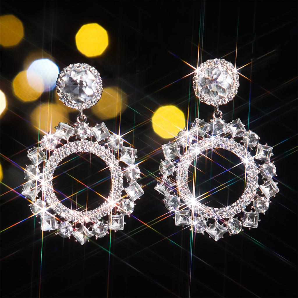 Stylish Shiny Glass Rhinestone Earrings