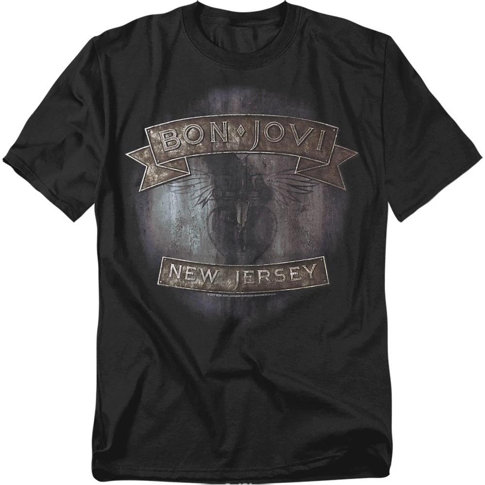 

Bon Jovi New Jersey 100% Cotton T-shirt Mens Tees Top S-5XL, Black L
