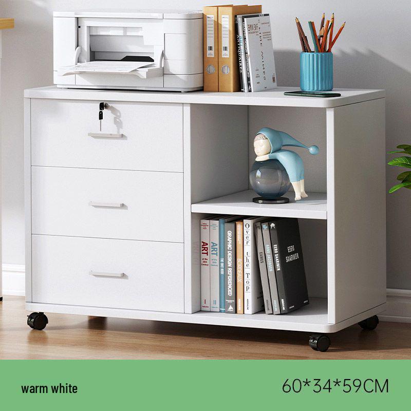 Lockable Mobile Wooden Cabinet for Under Desk Storage