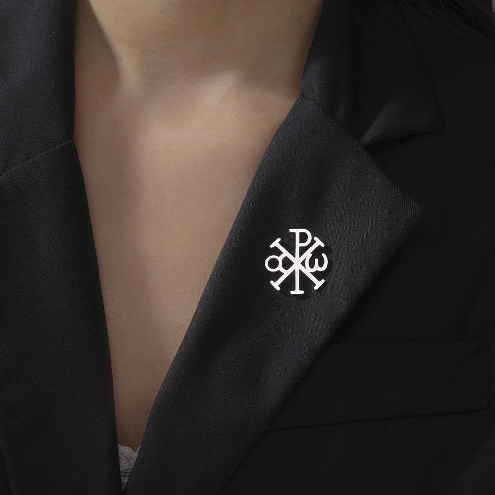Dawapara Chi Rho Cross Brooch Pins Christogram Greek Symbol Religious Jesus Christian Jewelry Stainless Steel