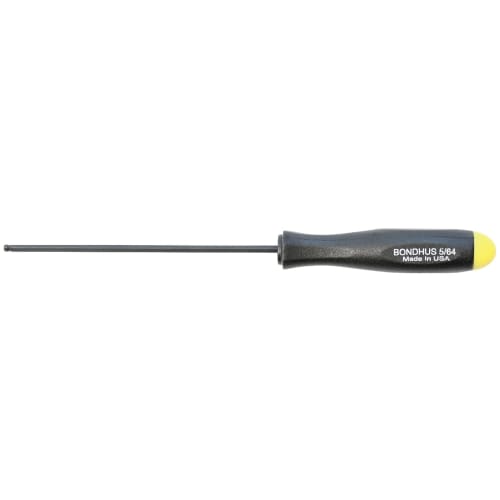 Made in USA, BONDHUS 5/64 inch Hex Ball Point Driver, Overall Length: 121mm, Shaft Length: 67mm, Grip Diameter: 11mm, Black Oxide Finish, BS5/64 No. 1