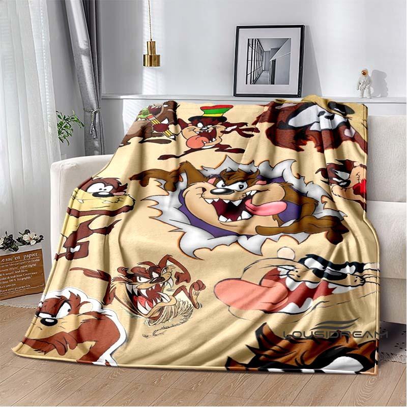 Fun Cartoon Tasmanian Devil Warm and Cozy Flannel Blanket—Ideal for Bedrooms, Sofas, Beds, Seats, Picnics, and Travel