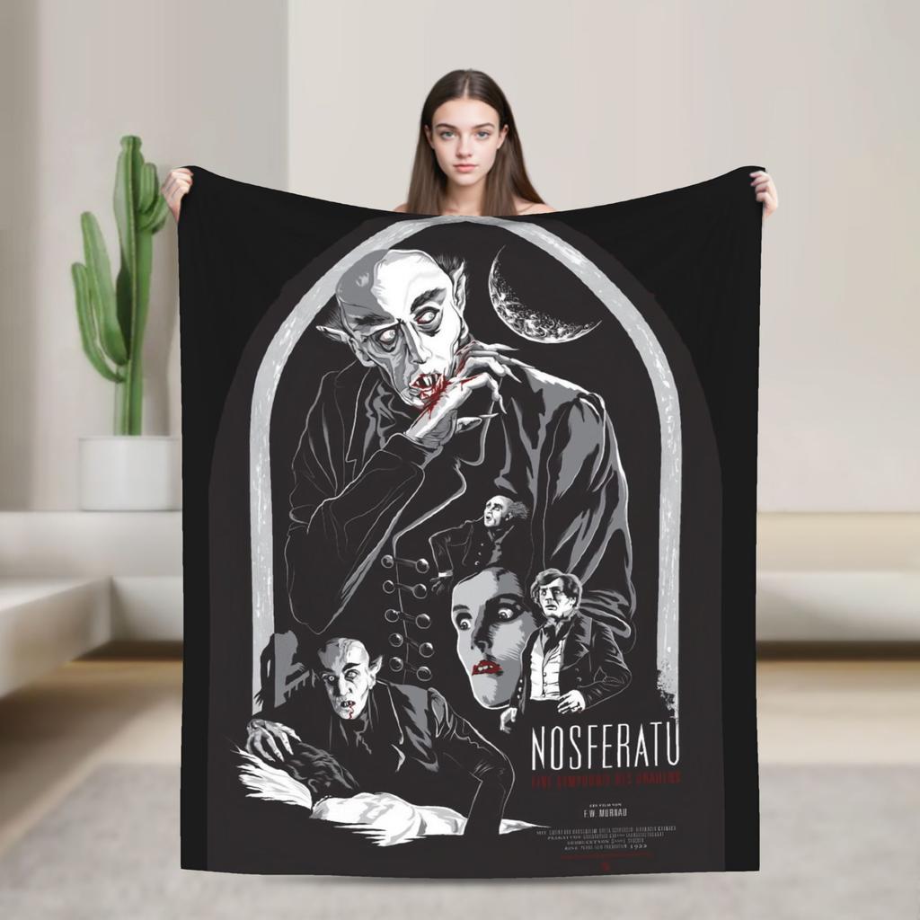 Black Metal Nosferatu Blanket Fuzzy Vintage Breathable Throw Blanket for Bed Sofa Autumn/Winter