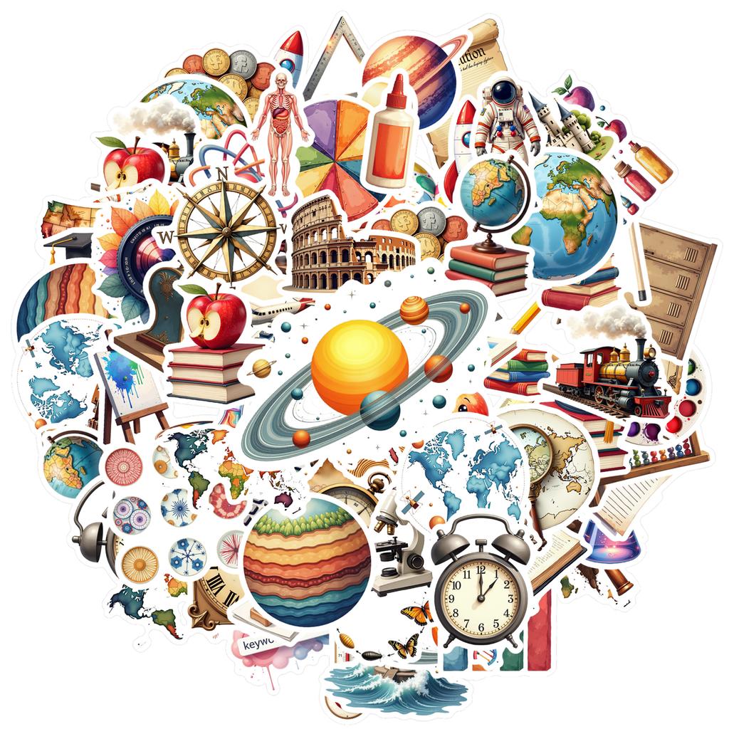 35pcs-100pcs Vintage Geography Stickers Educational History Teacher Reward Stickers DIY Stickers For DIY Phone Guitar Laptop