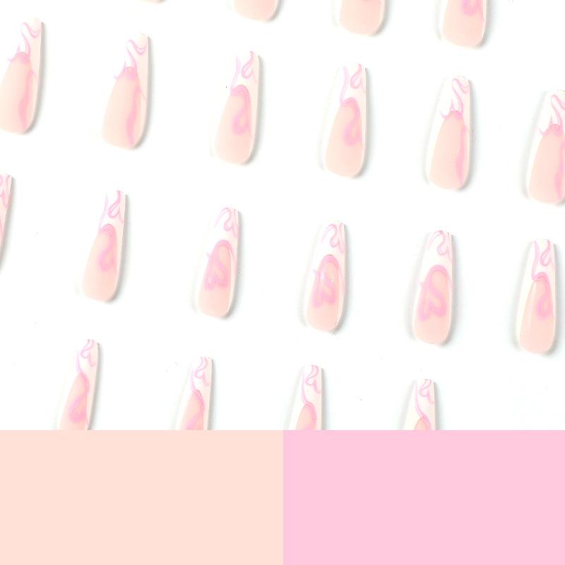 24 Pz/set Unghie Rapide Smerigliato Balletto Unghie Cuore Rosa False Nials Adesivo Indossabile Impermeabile Manicure Unghie Finite