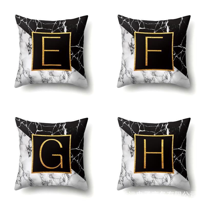 Marble Polyester Pillowcase Home Decoration Printing Pillowcase 26 English Letter Cushion Cover