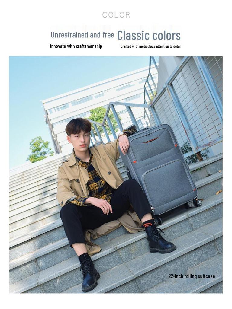 Valiză durabilă din pânză Oxford cu roți universale, capacitate mare (24-28 inch), Troller cu parolă pentru bărbați și femei.