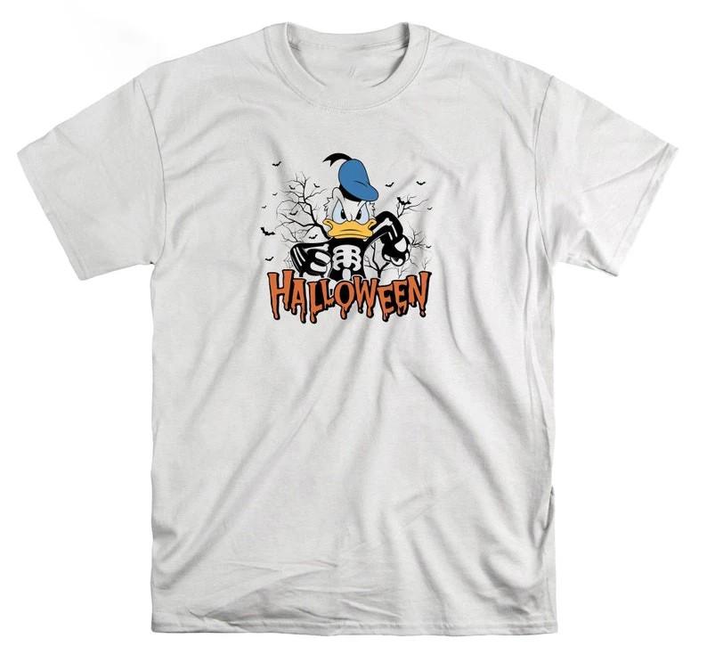 Grumpy Donald Duck Skeleton Spooky Halloween Tshirt Men Women1 S разноцветный