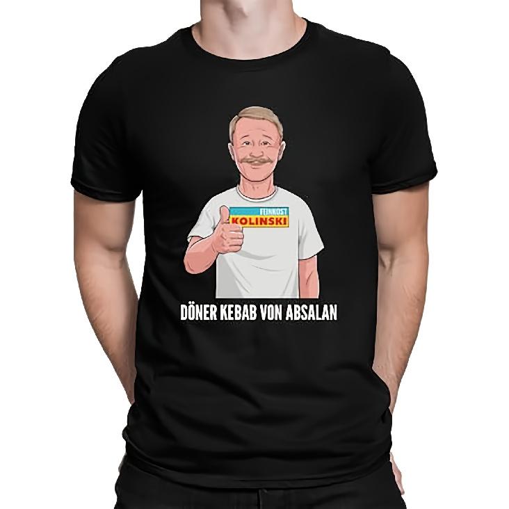Men S Kolinski Delicatessen Doner T-Shirt | Black Doner Kebab & Kolinski Delicatessen Print, Casual Crew Neck Shirt, Machine Washable, All-Season Fit S чёрный