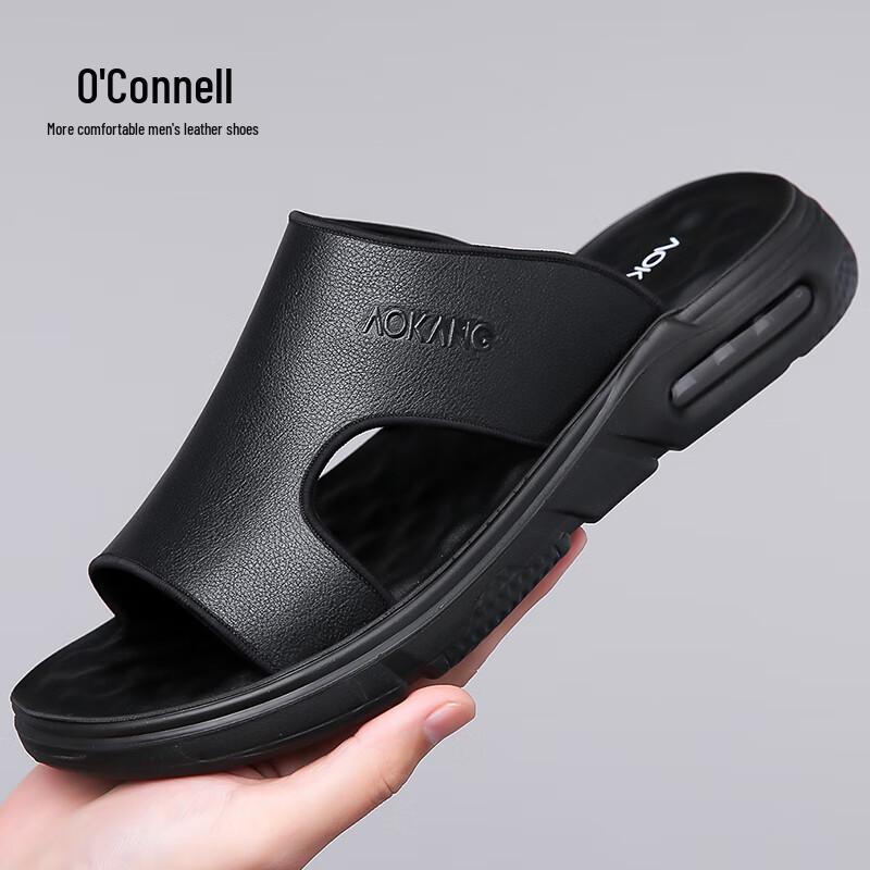 Aokang Men s Leather Beach Slide Sandals 41