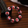 Exaggerated Personality Seven-spotted Ladybug Printed Wooden Beaded Elastic Bracelets for Women Retro Cute Jewelry Accessories