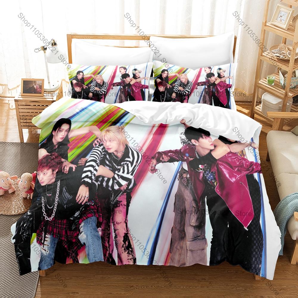 P1Harmony K-pop Bedding Set, Duvet Cover + 2 Pillowcases, Idol Group Graphic Bed Linens for Home & Dorm Use