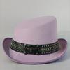 Schräges Oberteil Fedora Unisex Gentleman Cosplay Derby Bowlerhut Britische Form Hut Herbst Winter Magischer Hut Federzubehör
