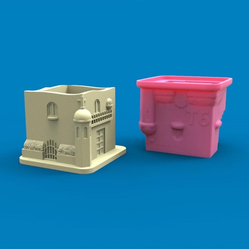 Haus Aufbewahrungsglas Silikonformen DIY Beton Guss Blumentopf Form Kerzenständer Verzierungsherstellungswerkzeug Leicht zu reinigen