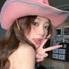 Pink Hottie Girl Western Cowboy Hat Vintage Straw Hat Sun Protection Beach Seaside Visor Pirate Hat