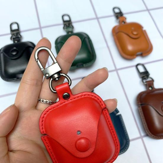 Protective Cover Dustproof Shock Absorption Full Coverage Wireless Earphone Faux Leather Case for AirPods Series