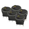 5 Pieces Car Pushbutton Switch 12V ON/OFF Luminescence Toggle Switches Round Rocker Dot Switch LED Light Waterproof
