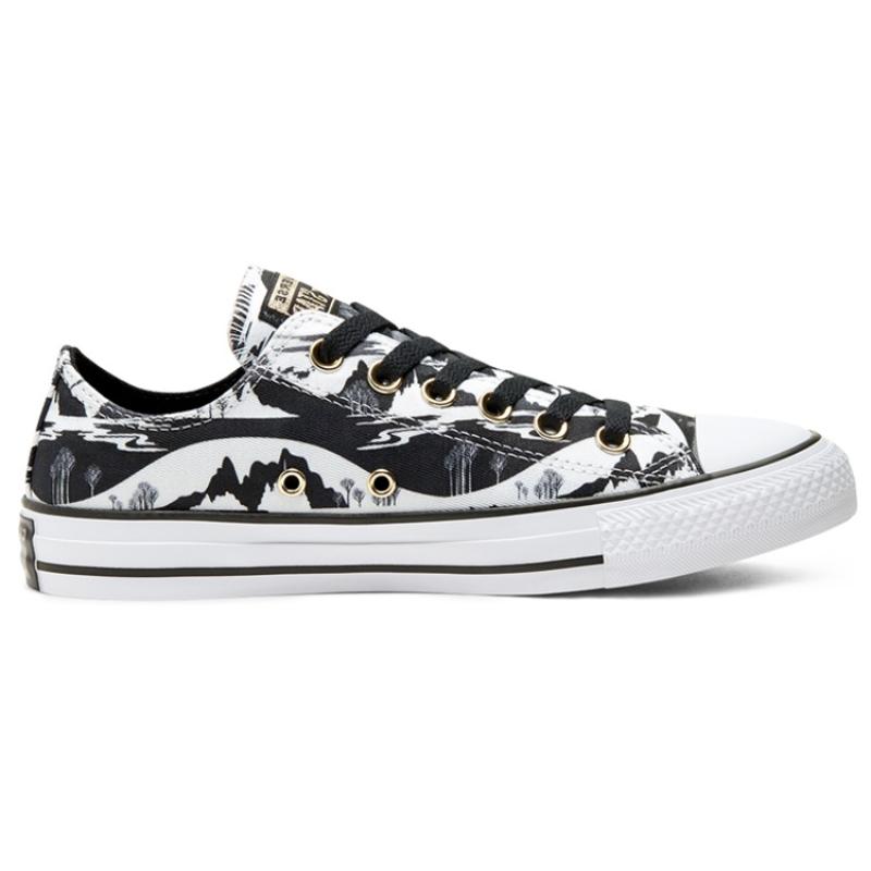 Frozen 2 X Converse Chuck Taylor All Star Disney Co-Branded Frozen Comfort Trend Low-Top Canvas Unisex Black and White Graffiti