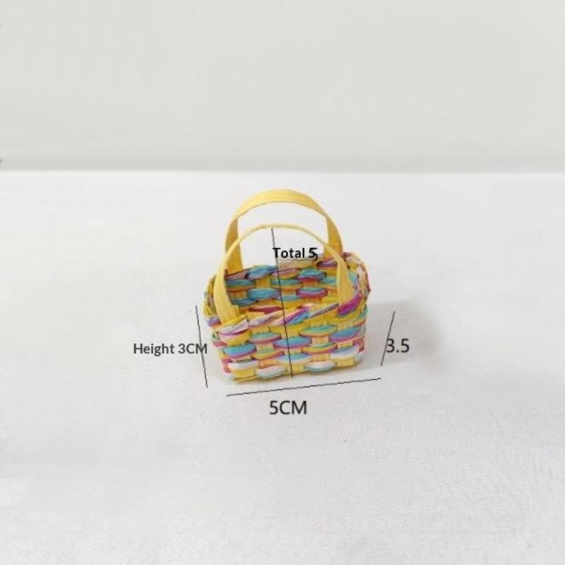 1Pcs Storage Basket Scene Props Dollhouse Mini Woven Flower Basket Carrying Basket Miniature Model Daily Necessities Decor