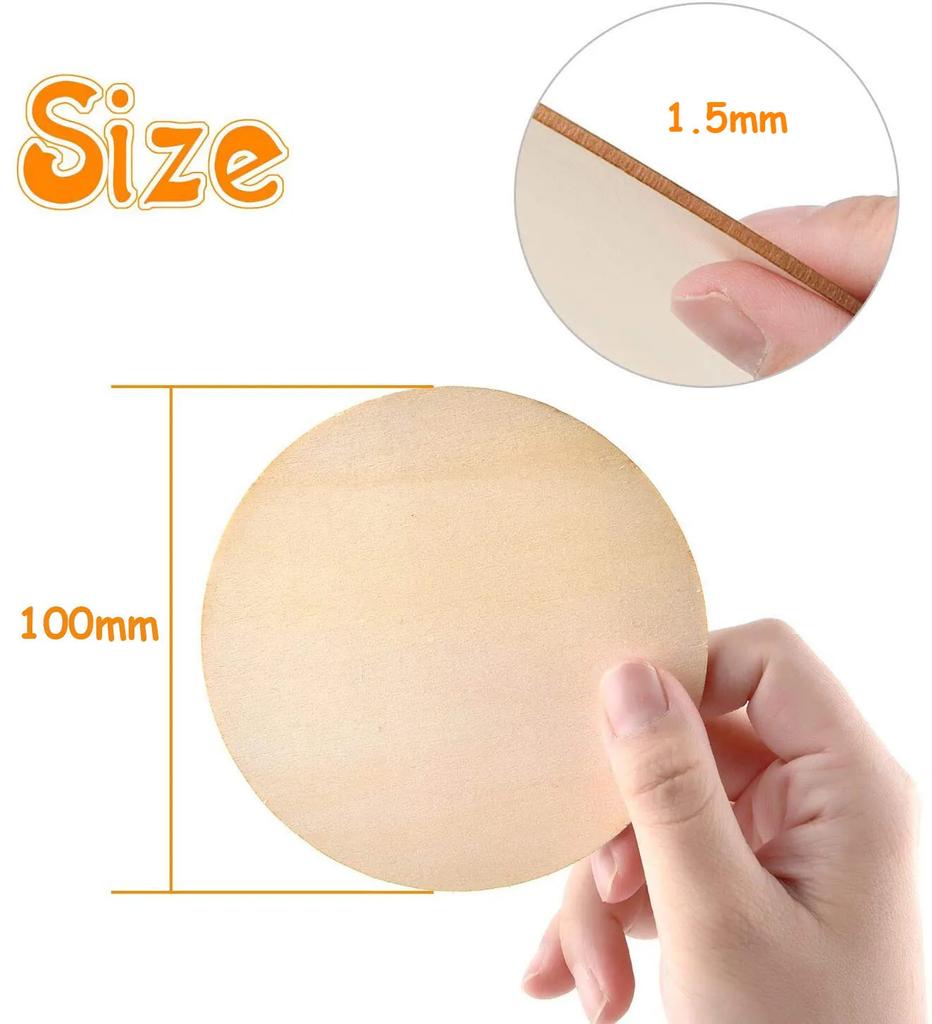 New Diameter 1-10CM Natural Unfinished Round Wood Slices Circles Discs for DIY Craft Kids Christmas Painting Toys Ornament Decor