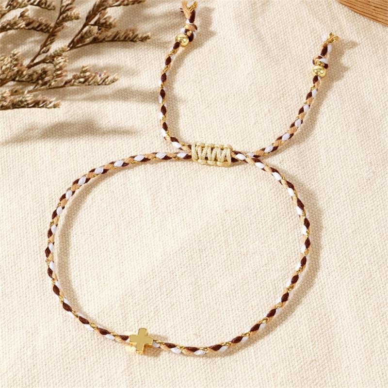 Trendiga bohemiska stilar Robust armband av bomullsrep med eleganta korshänge, för alla kön