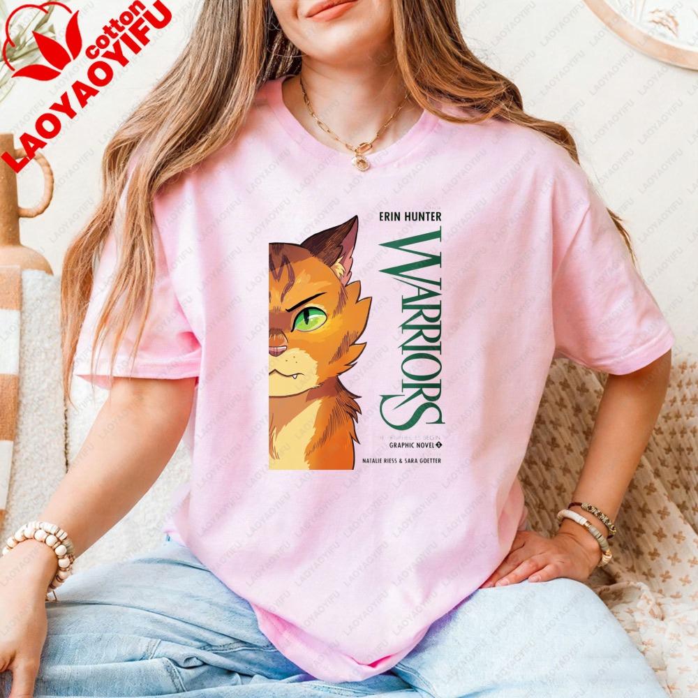 Huiteng12 Warrior Cats Kunstprint Unisex T-shirt Mode Casual Zomer Blouse Heren en Dames Ronde Hals Korte Mouwen L
