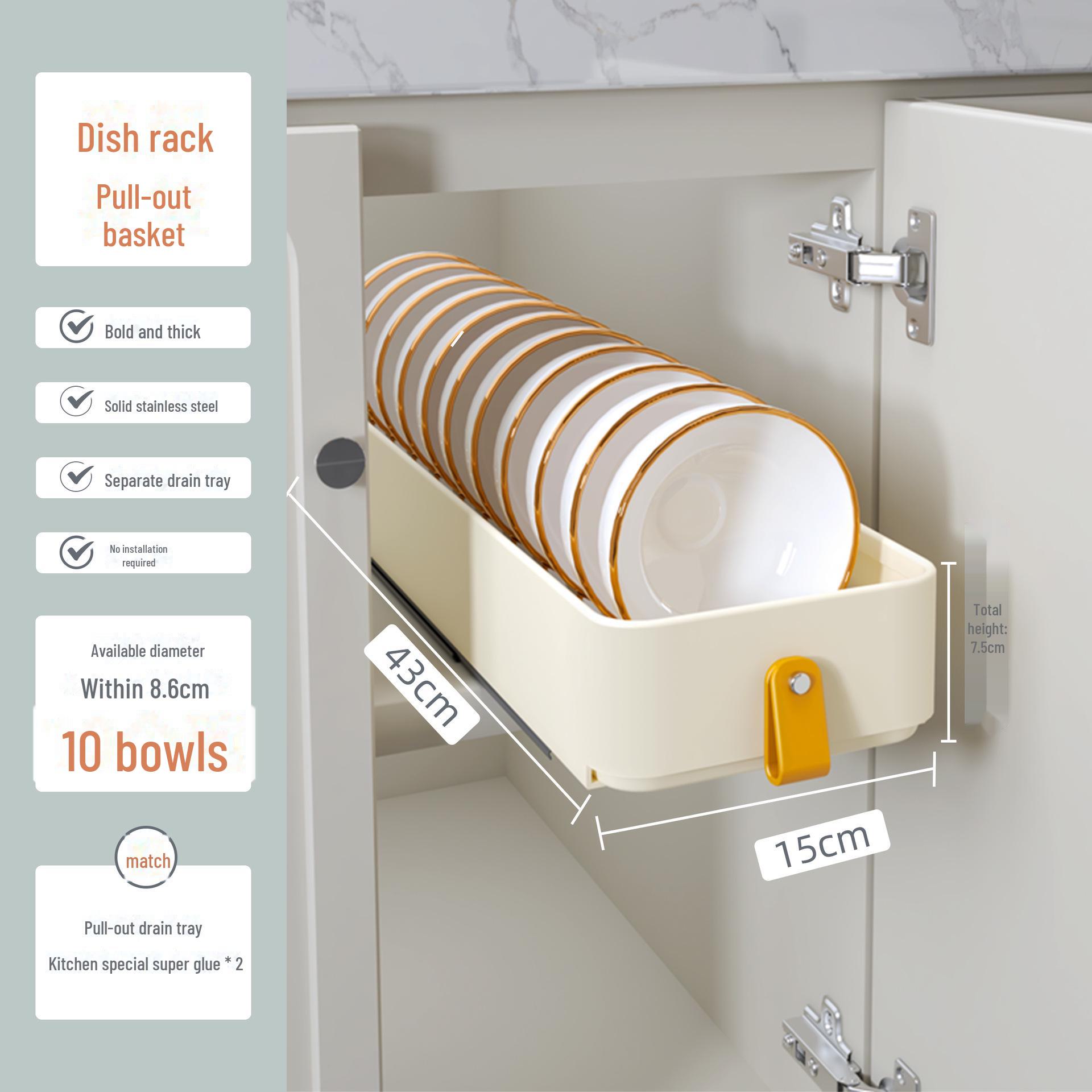 Выдвижная полка для посуды из нержавеющей стали под раковиной для шкафа Подставка для слива тарелок и блюд 2193₽