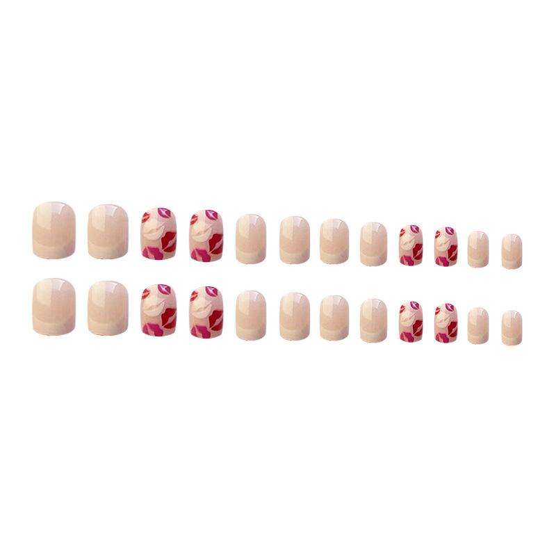 24pcs Press On Nails Whitening French Manicure Autumn and Winter Lips Pink Wear Nail Lover Simple Translucent Retro Manicure Fake Nails