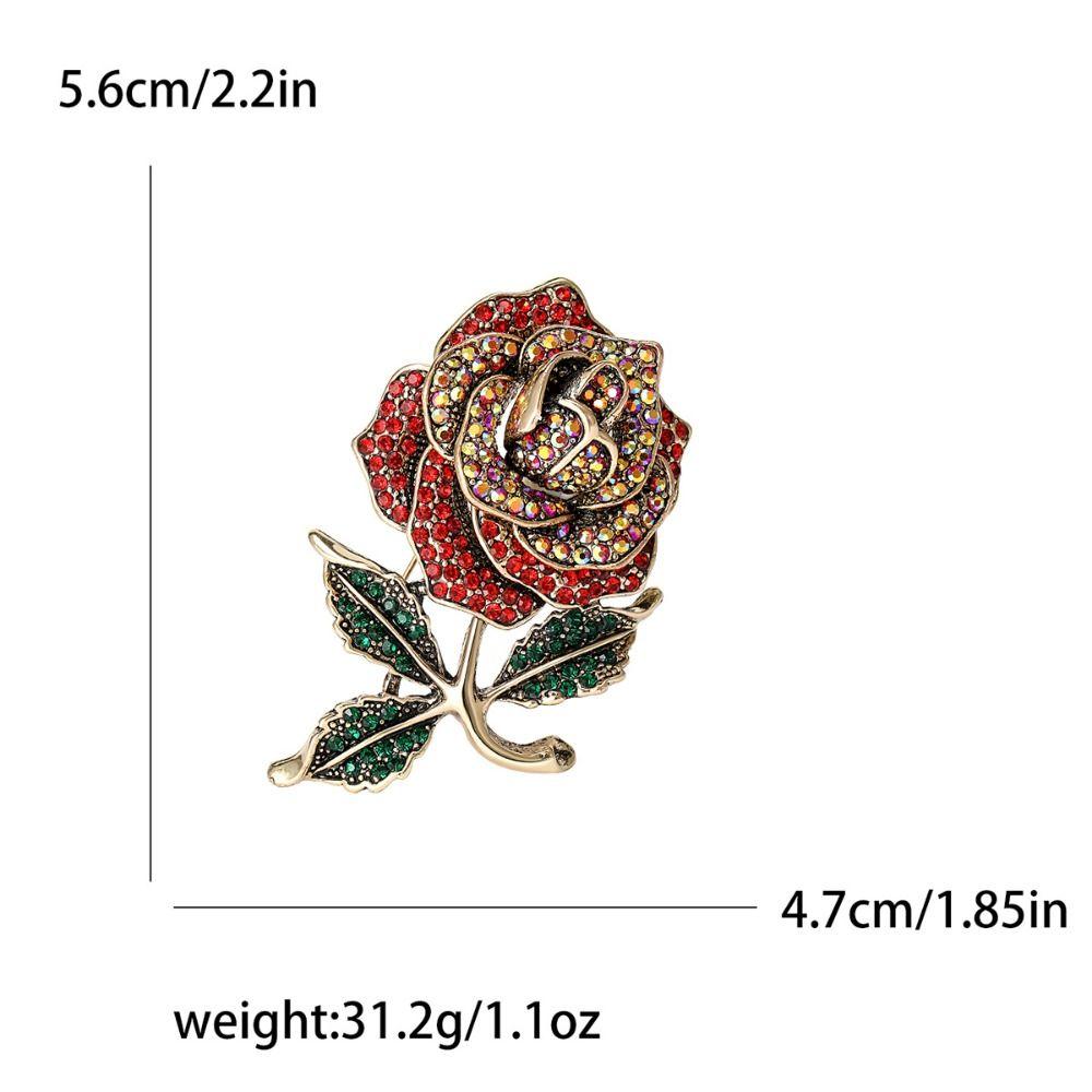 Elegant Sparkling Rose Brooch Rhinestone Light Luxury Flowers Pin Fashion Jewelry Korean Style Alloy Zircon Badge Office