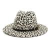 Wzcx Fashion Belt Flat Top Women Leopard Felt Hat Autumn Winter Casual Tide Personality Girls Jazz Hat Adult Cap